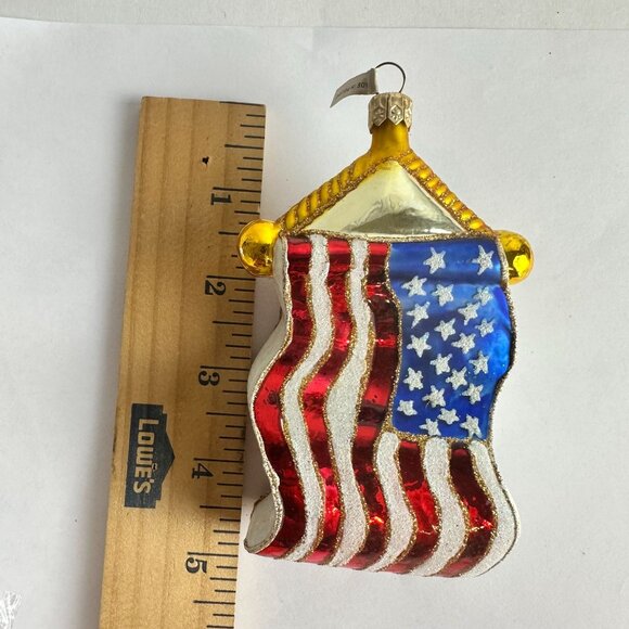 Blown Glass Ornament Stars & Stripes American Flag - Picture 3 of 3